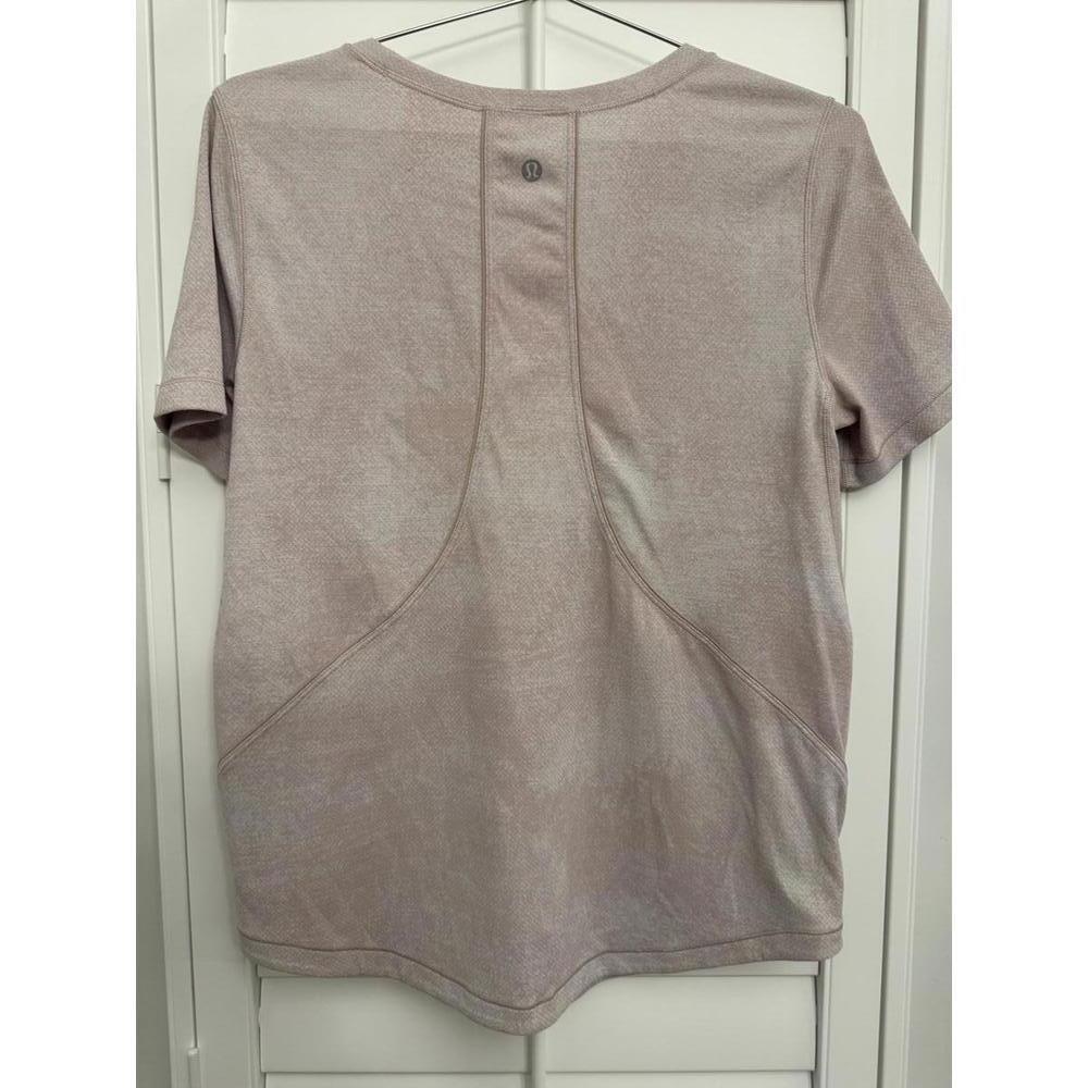 Lululemon Long Distance Short Sleeve Pink Jacquard Alpine White Mink Berry sz 6 - Picture 4 of 6